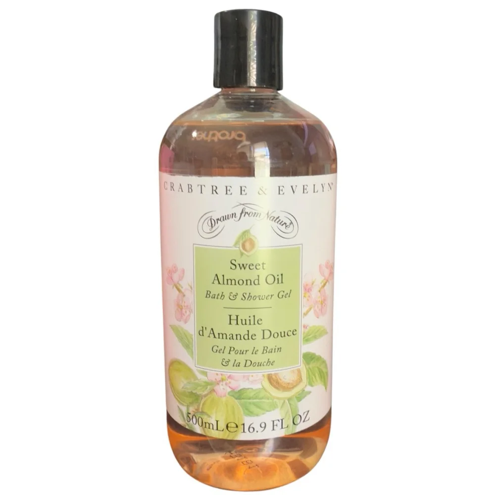 Crabtree & Evelyn Sweet Almond Oil Black Cap Bath & Shower Gel Full Size 16.9 oz